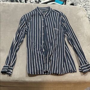 Barney Cools Navy and White Striped Shirt